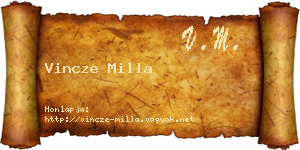 Vincze Milla névjegykártya