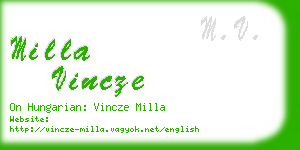 milla vincze business card